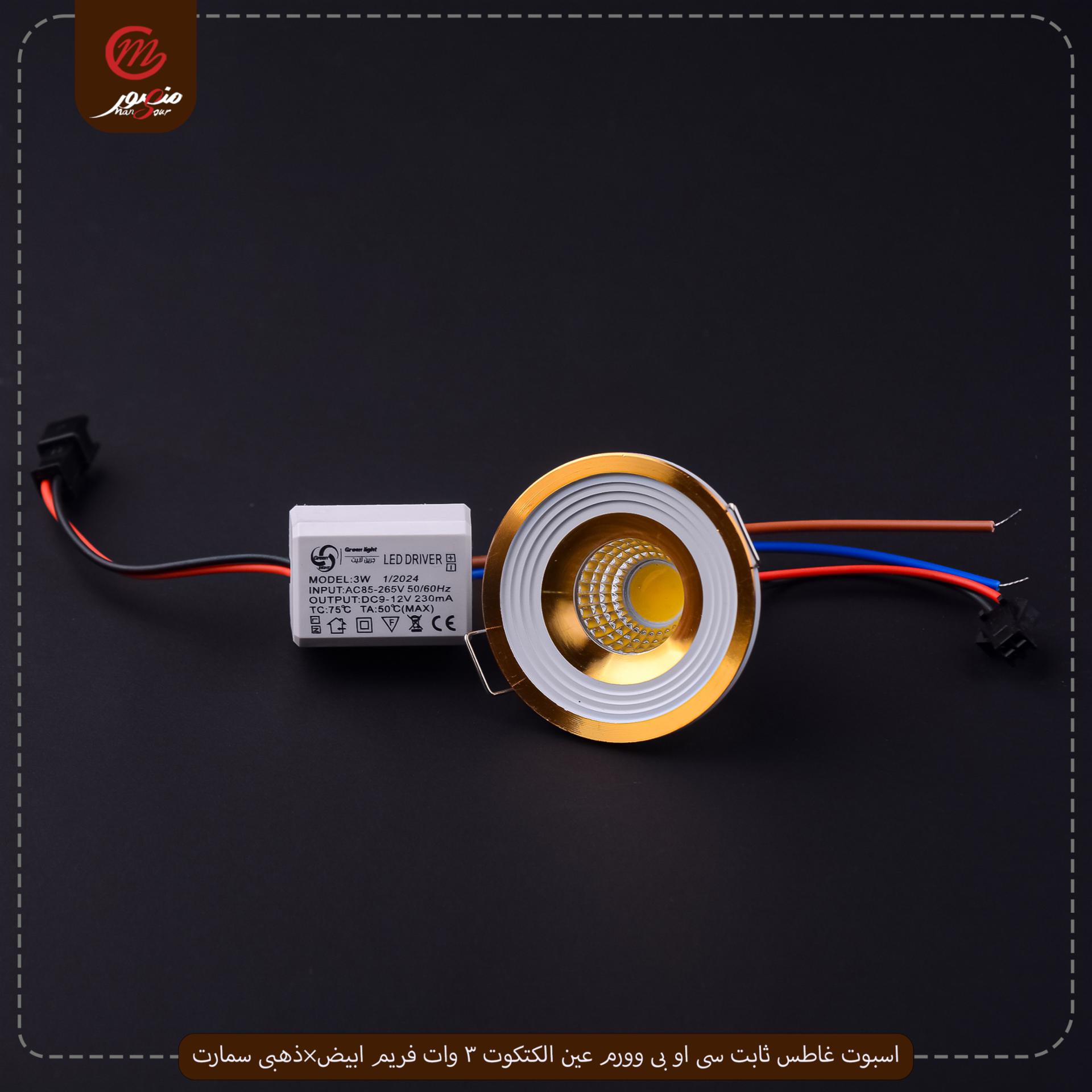 اسبوت غاطس ثابت سى او بى وورم عين الكتكوت 3 وات فريم ابيض×ذهبى سمارت – الصورة 3