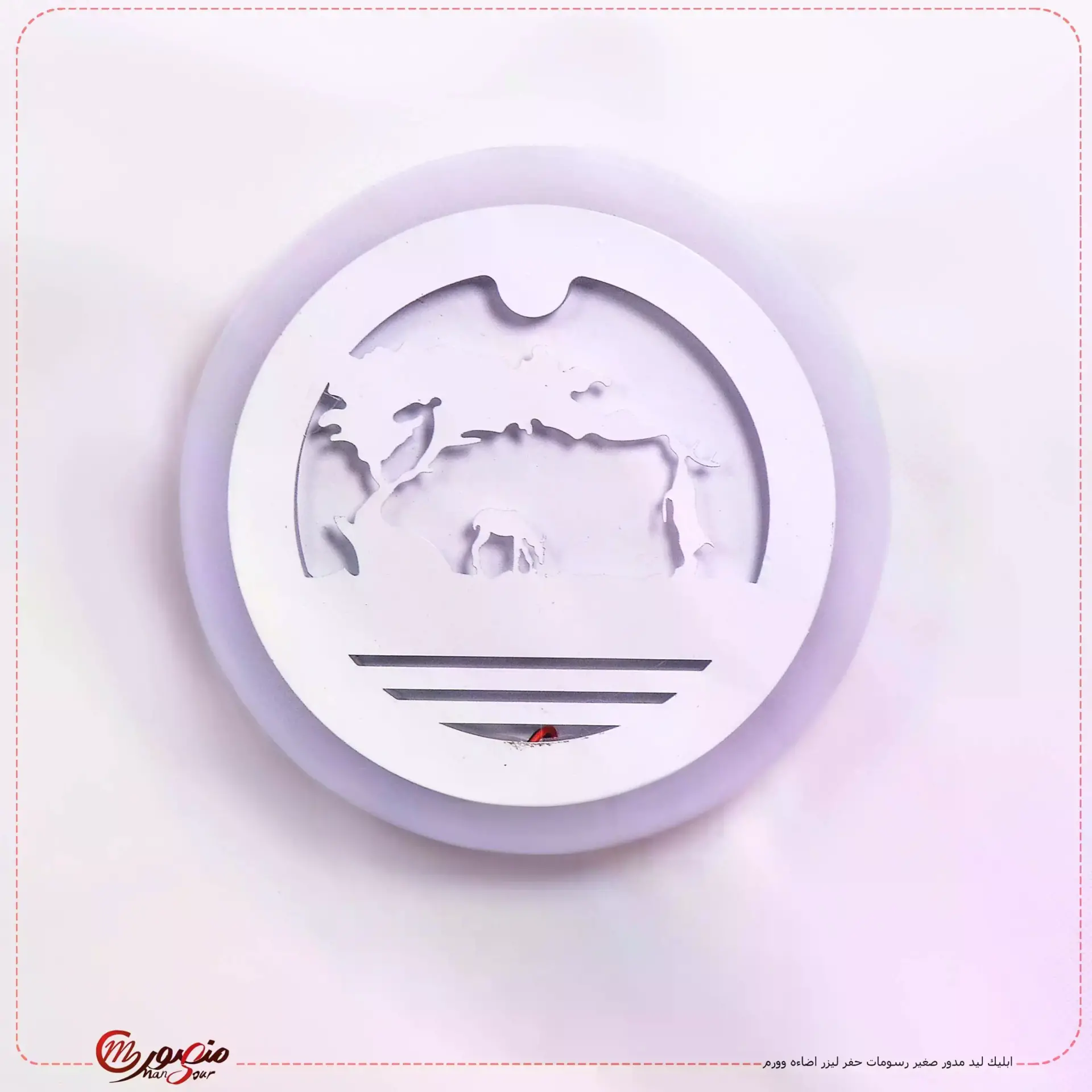 ابليك ليد مدور صغير رسومات حفر ليزر اضاءه وورم ماس عبوه 25 – الصورة 3