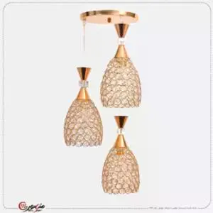 دلايه ثلاثيه كريستال ذهبى×شفاف موديل رقم 647 عبوه 4