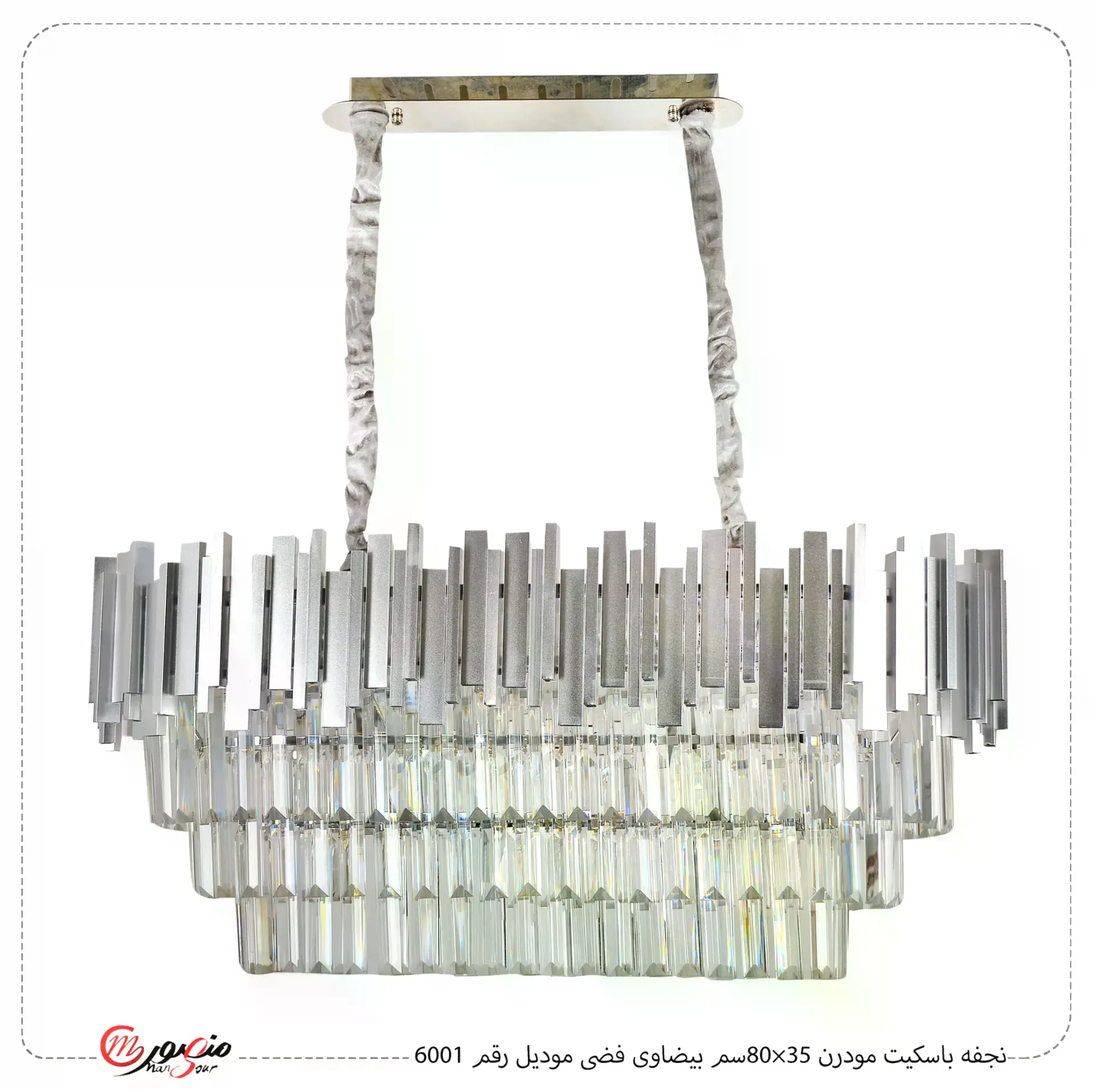 نجفه باسكيت مودرن 35×80سم بيضاوى فضى موديل رقم 6001 – الصورة 2